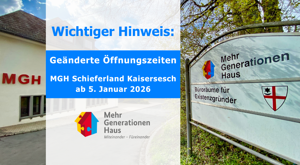 Gebäude des Mehrgenerationenhauses mit dem Hinweis auf die geänderten Öffnungszeiten ab dem 5. Januar 2026.